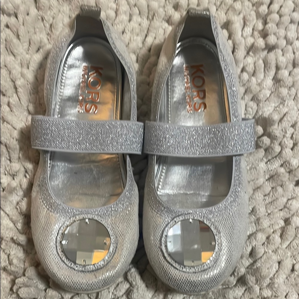 Michael Kors Kids Silver Mary Jane Shoes Size 4